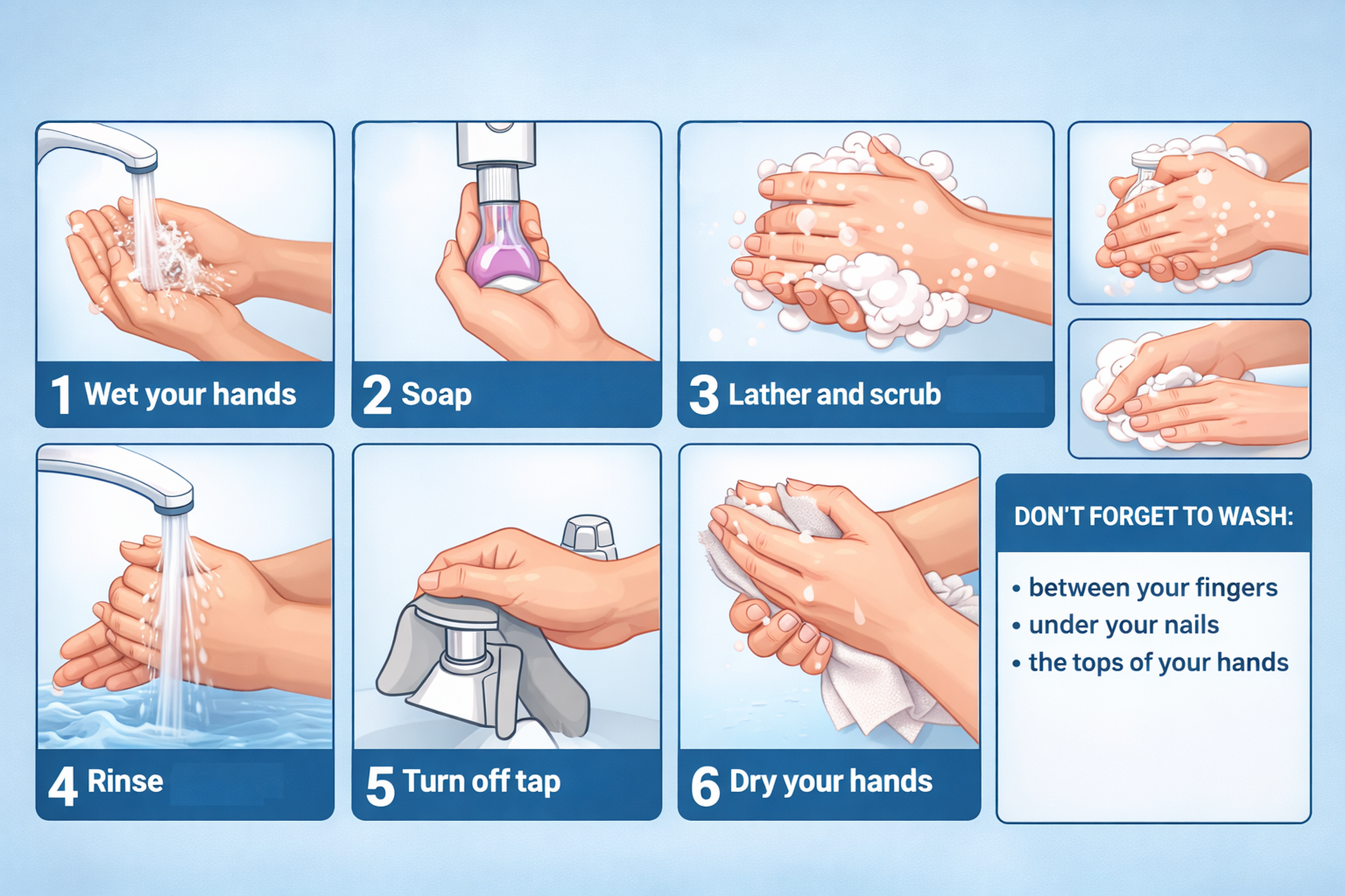 Hand wash steps